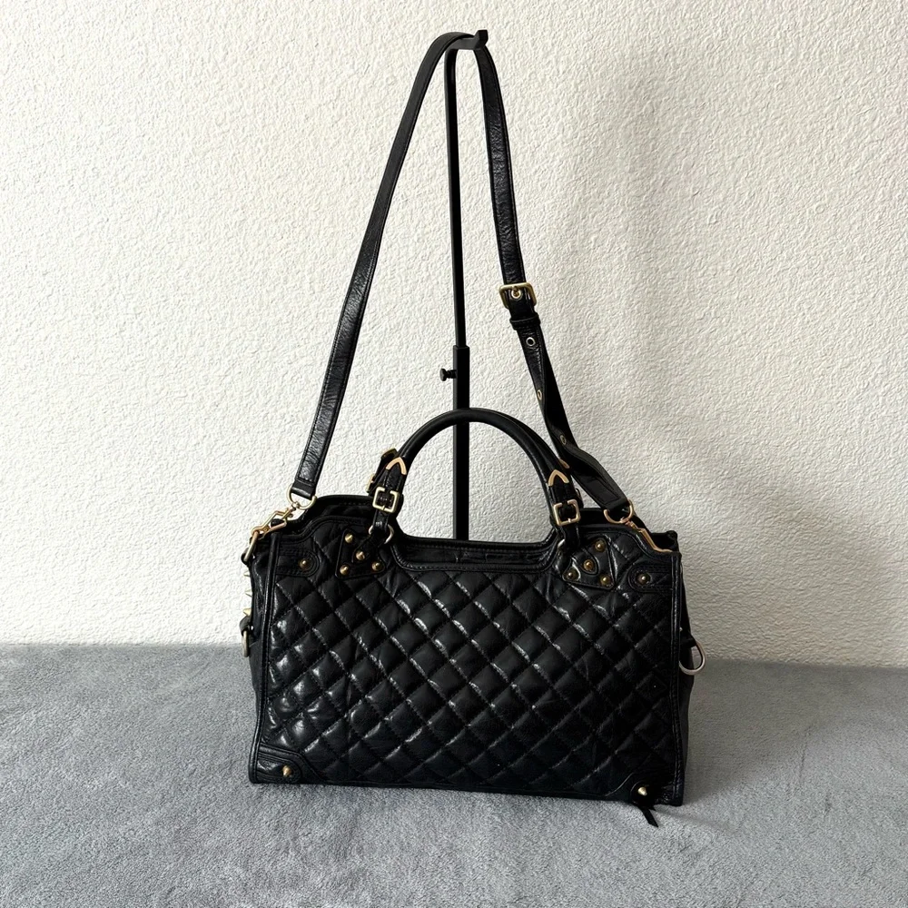 Rebecca Minkoff Quilted Leather Desired Satchel/Crossbody Bag Studded